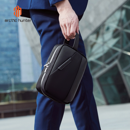 Saszetka męska do ręki czarna wodoodporna kompaktowa stylowa nowoczesna funkcjonalna 2,7 L Arctic Hunter K00691Black