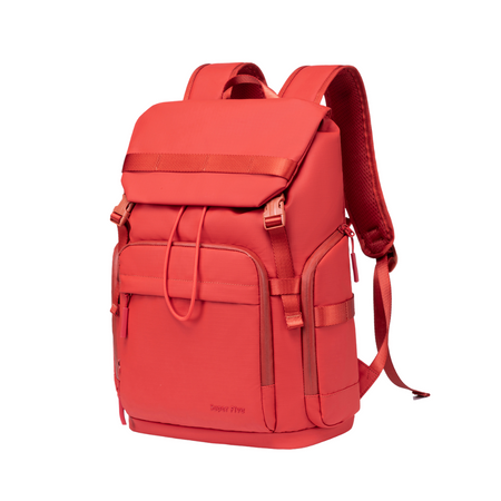 Czerwony plecak miejski młodzieżowy, wodoodporny, na laptopa 15,6", 17 l, dla aktywnych kobiet. SUPER FIVE FB723 Red
