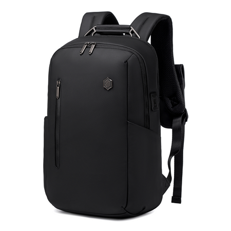 Plecak męski miejski elegancki biznesowy na laptop 15,6 czarny z USB portem