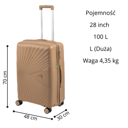 Komplet walizek podróżnych beżowych 3 szt. elegancki zestaw lekkich i trwałych walizek Wowbag 7905 champagne