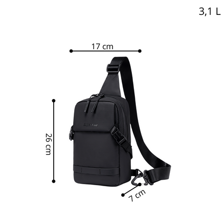 Saszetka męska czarna na ramię wodoodporna torba miejska stylowa funkcjonalna 3,1 L Super Five FXB753Black