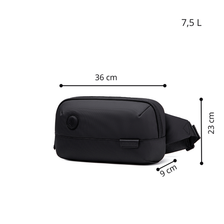 Saszetka nerka czarna męska damska na ramię miejska wodoodporna stylowa pojemna torba 7,5 L Arctic Hunter Y00557Black