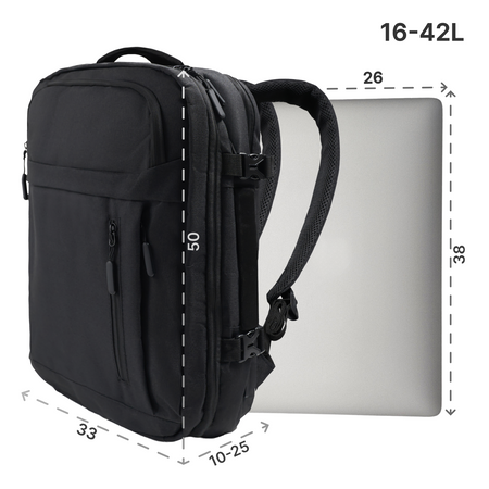 Plecak podróżny do samolotu 50x33x20 czarny kabinowy Ryanair Wizz Air WJ8572C black