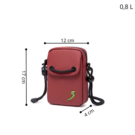 Saszetka na szyję czerwona mini torebka młodzieżowa stylowa na spacer damska męska 0,8 l FKB525Red