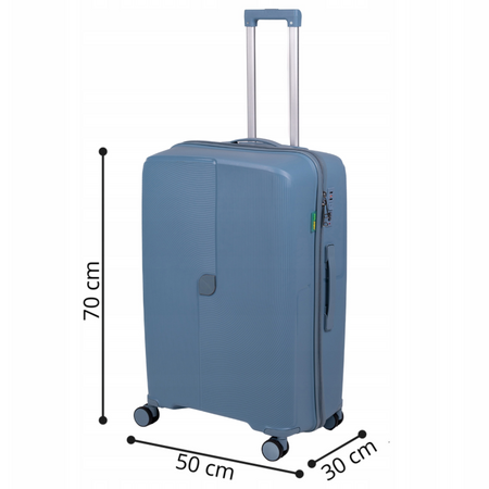 Duża walizka podróżna jasnoniebieska na kółkach – lekka, stylowa i wytrzymała do samolotu Wowbag 7918 L light blue