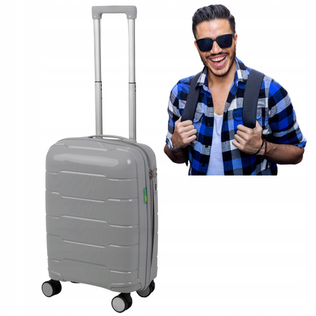 Walizka mała jasnoszara – kabinowa, stylowa, trwała i praktyczna podróżna na kółkach Wowbag 6910 S light grey