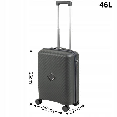 Walizka mała na kółkach ciemnoszara, lekka i funkcjonalna, elegancka walizka podróżna z PP 41 L Wowbag 7900 S dark grey