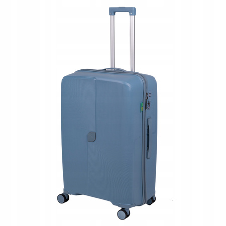 Duża walizka podróżna jasnoniebieska na kółkach – lekka, stylowa i wytrzymała do samolotu Wowbag 7918 L light blue