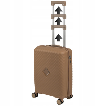 Walizka kabinowa beżowa na kółkach, elegancka i lekka walizka do samolotu z polipropylenu  Wowbag 7900 S champagne