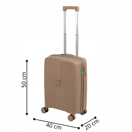 Walizka podróżna beżowa kabinowa – mała, stylowa, funkcjonalna, lekka i elegancka do samolotu Wowbag 7918 S champagne