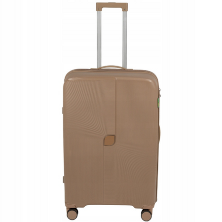 Duża walizka podróżna beżowa na kółkach – lekka, wytrzymała i elegancka walizka do samolotu Wowbag 7918 L champagne