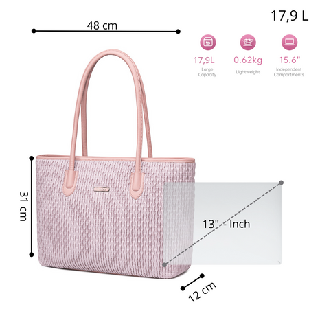 Torba damska shopper różowa na ramię 17,9 l elegancka, pojemna, na co dzień i do pracy z zamkiem. CHANTRIA CB800 Pink.