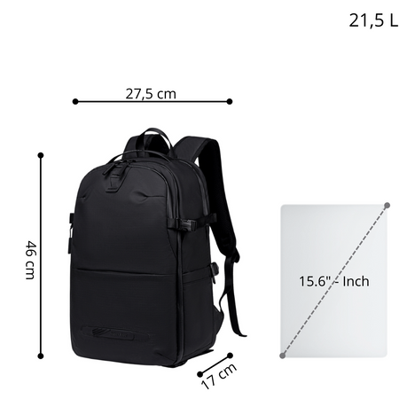 Czarny plecak fotograficzny, 21 l, na sprzęt foto, laptopa i tablet, wodoodporny, podróżny. SUPER FIVE FB721 Black.