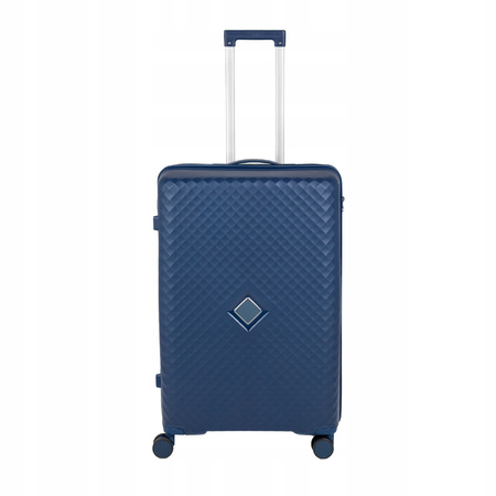 Walizka podróżna średnia ciemnoniebieska lekka i wytrzymała na kółkach 74L praktyczna Wowbag 7900 M dark blue