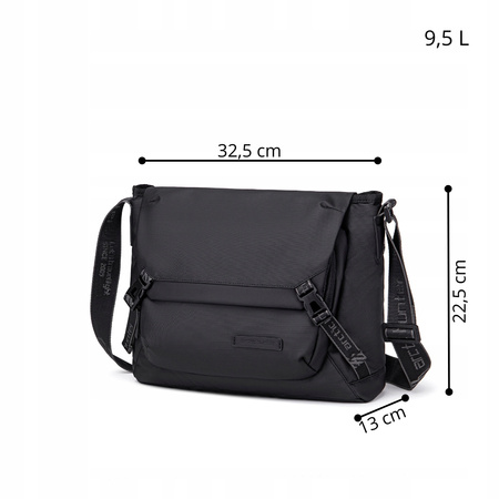 Torebka listonoszka czarna duża na ramię miejska wodoodporna uniwersalna na tablet 9,5 l Arctic Hunter K00528Black