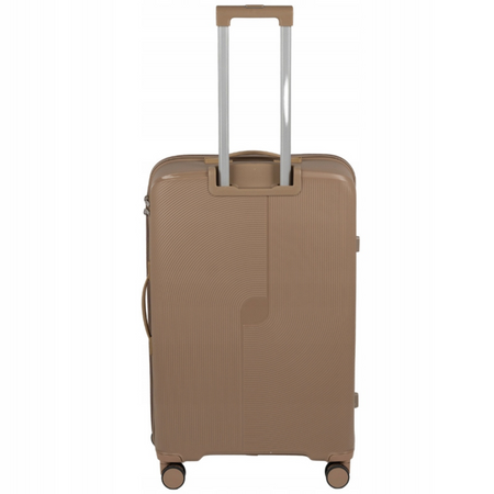 Duża walizka podróżna beżowa na kółkach – lekka, wytrzymała i elegancka walizka do samolotu Wowbag 7918 L champagne