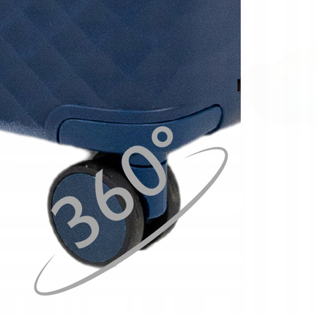 Walizka podróżna średnia ciemnoniebieska lekka i wytrzymała na kółkach 74L praktyczna Wowbag 7900 M dark blue