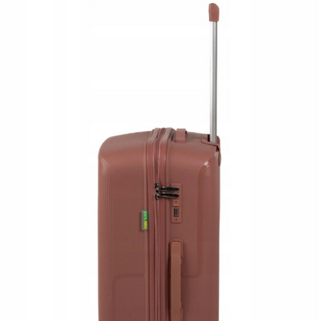 Duża walizka podróżna różowo-złota na kółkach – elegancka i pojemna walizka do samolotu Wowbag 7918 L rose gold