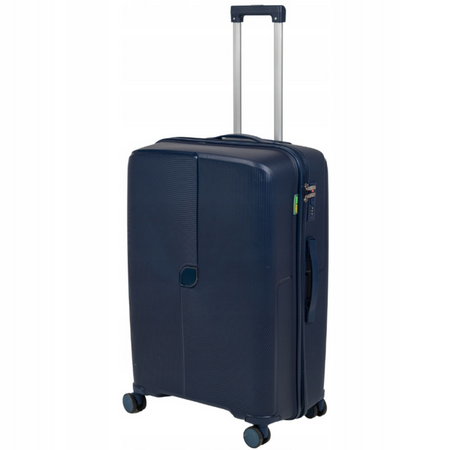 Walizka podróżna ciemnoniebieska duża na kółkach – lekka, wytrzymała i elegancka do samolotu Wowbag 7918L dark blue