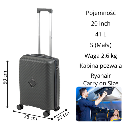 Komplet walizek podróżnych ciemnoszarych 3 szt. trwały i stylowy zestaw na kółkach Wowbag  7900 dark grey
