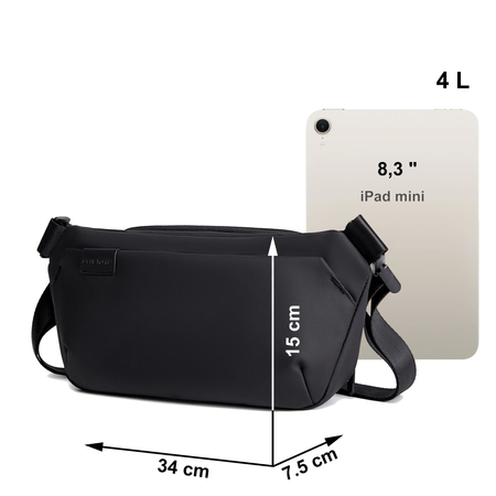 Saszetka nerka czarna męska damska na ramię miejska wodoodporna elegancka stylowa 4 L Arctic Hunter Y00569Black
