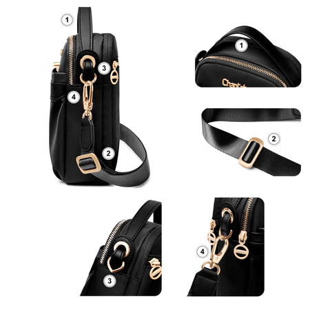 Torebka damska czarna na ramię crossbody mała nylonowa wodoodporna