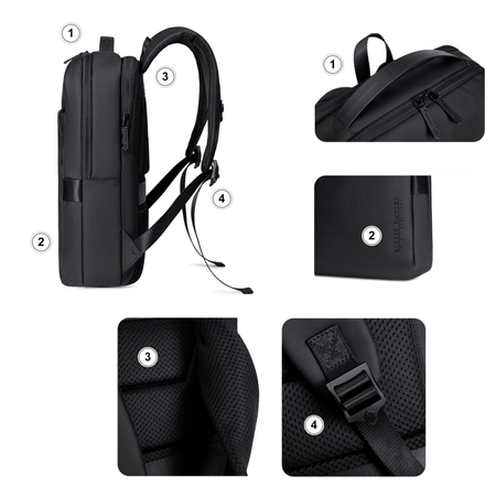 Plecak miejski czarny, biznesowy, wodoodporny, 8,5 l, na laptopa 15,6", elegancki i praktyczny. Arctic Hunter B00574 Black