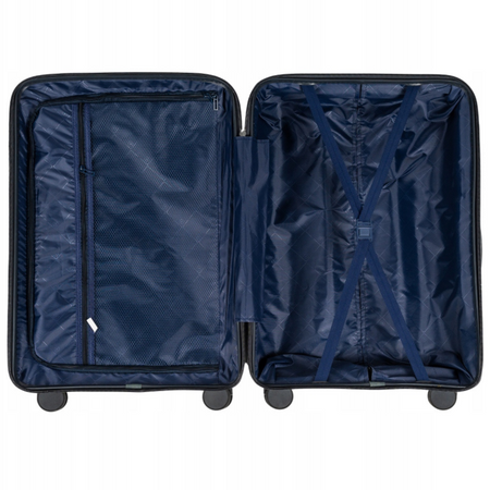 Walizka podróżna ciemnoniebieska duża na kółkach – lekka, wytrzymała i elegancka do samolotu Wowbag 7918L dark blue