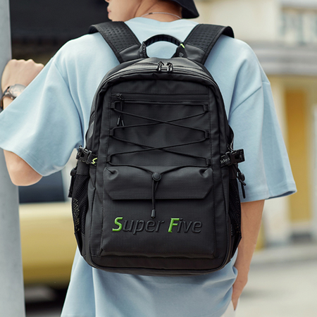Czarny plecak miejski młodzieżowy, wodoodporny, na laptop 15,6", 23 l – na studia i podróże. SUPER FIVE FB522 Black.