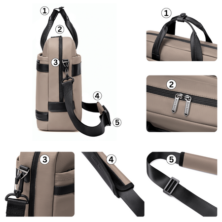 Torba na ramię w kolorze cappuccino stylowa elegancka do pracy laptop 15,6