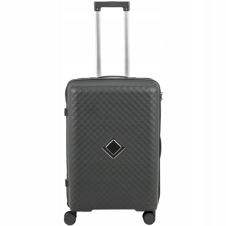 Walizka średnia czarna elegancka walizka na kółkach do samolotu 74L modna i trwała Wowbag 7900 M dark grey