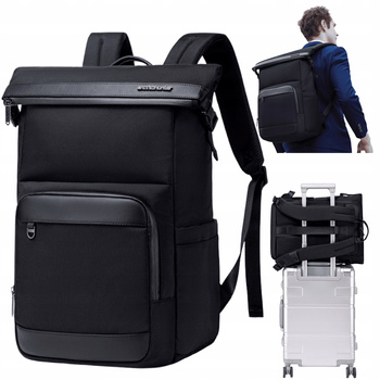 Czarny plecak biznesowy miejski, 18,7 l, wodoodporny, na laptop 15,6", stylowy i pojemny. Arctic Hunter B00684 Black.