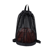 Czarny plecak siatkowy na piłki nożne, koszykowe i siatkowe, 26 l, idealny na treningi i mecze. SUPER FIVE FB760 Black.