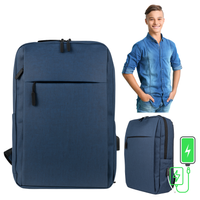 Plecak młodzieżowy nowoczesny szkolny niebieski na laptopa 15,6" z USB  HN212701 blue