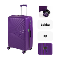 Walizka do samolotu średnia fioletowa lekka walizka podróżna na kółkach modna i wytrzymała 65L Wowbag 7905 M purple