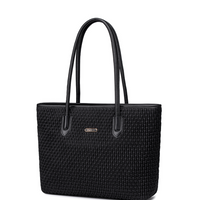 Torba damska shopper czarna klasyczna 17,9 l pojemna z zamkiem na uczelnię i spotkania. CHANTARIA CB800 Black.