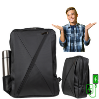 Plecak szkolny czarny  nowoczesny z USB dla chłopaków i dziewczyn - do pracy na studia  VIO BK91109 black