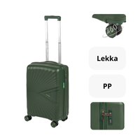 Walizka mała do samolotu ciemnozielona – elegancka, trwała, lekka i funkcjonalna podróżna Wowbag 7905 S dark green