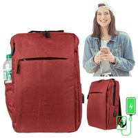 Plecak szkolny czerwony młodzieżowy na laptopa dla dziewczyn USB HN212701 red