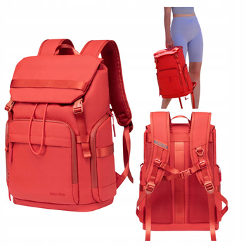 Czerwony plecak miejski młodzieżowy, wodoodporny, na laptopa 15,6", 17 l, dla aktywnych kobiet. SUPER FIVE FB723 Red