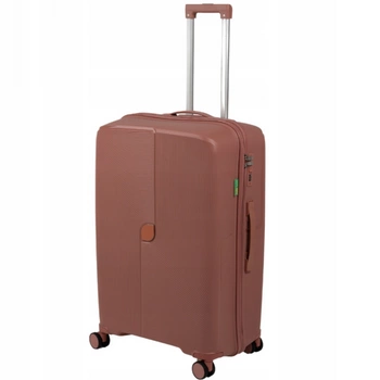 Duża walizka podróżna różowo-złota na kółkach – elegancka i pojemna walizka do samolotu Wowbag 7918 L rose gold