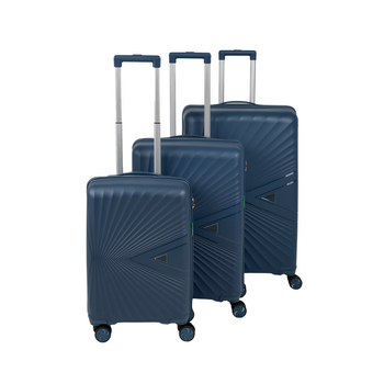 Komplet walizek podróżnych ciemnoniebieskich 3 szt. lekkie i trwałe zestaw na kółkach Wowbag 7905 dark blue