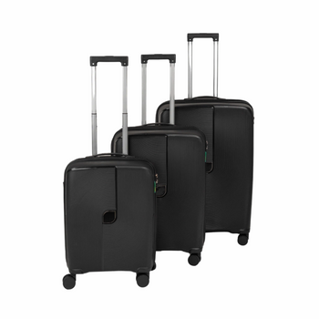 Zestaw walizek podróżnych czarnych 3 szt. komplet walizek polipropylenowych na kółkach Wowbag 7918Black