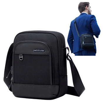 Saszetka męska czarna na ramię torba miejska biznesowa wodoodporna modna stylowa 2,7 L Arctic Hunter K00689Black