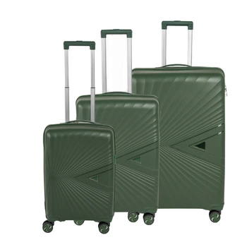 Walizki podróżne komplet 3 szt. ciemnozielone lekkie i trwałe zestaw walizek na kółkach Wowbag 7905 dark green