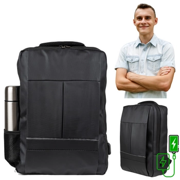 Plecak nowoczesny, na studia, szkolny czarny, z USB, na laptopa 15,6" dla chłopaków/dziewczyn VIO BK91103 black