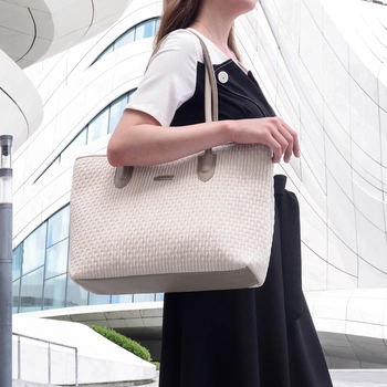 Torba damska shopper biała na ramię 17,9 l modna, pojemna, stylowa z zamkiem dla kobiet. CHANTRIA CB800 White.