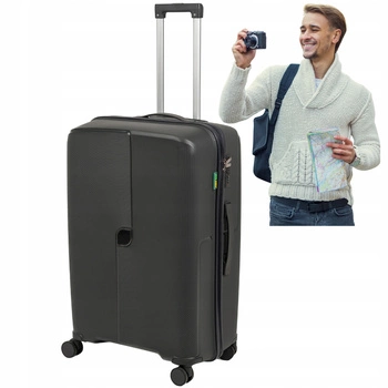 Walizka duża ciemnoszara na kółkach – elegancka, lekka i pojemna walizka podróżna do samolotu Wowbag 7918 L dark grey