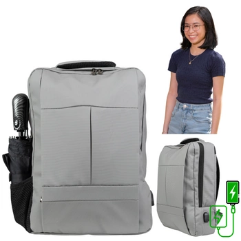 Plecak szkolny, do pracy szary, na laptopa 15,6" z USB dla chłopaków/dziewczyn nowoczesny Wowbag  BK91103 grey