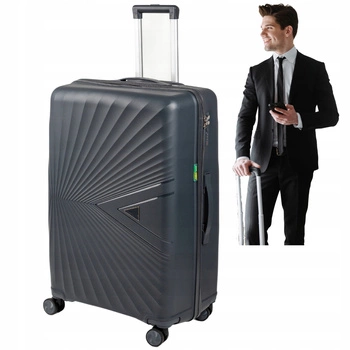 Duża walizka podróżna ciemnoszara na kółkach – lekka i wytrzymała walizka do samolotu 100 L Wowbag 7905 L dark grey